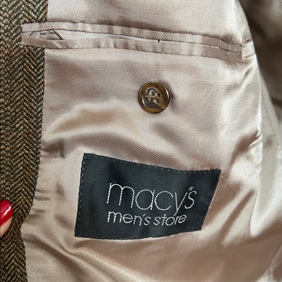 Vintage Lauren Ralph Lauren Wool Blazer | 46 Long | Brown Herringbone Tweed - Picture 4 of 9